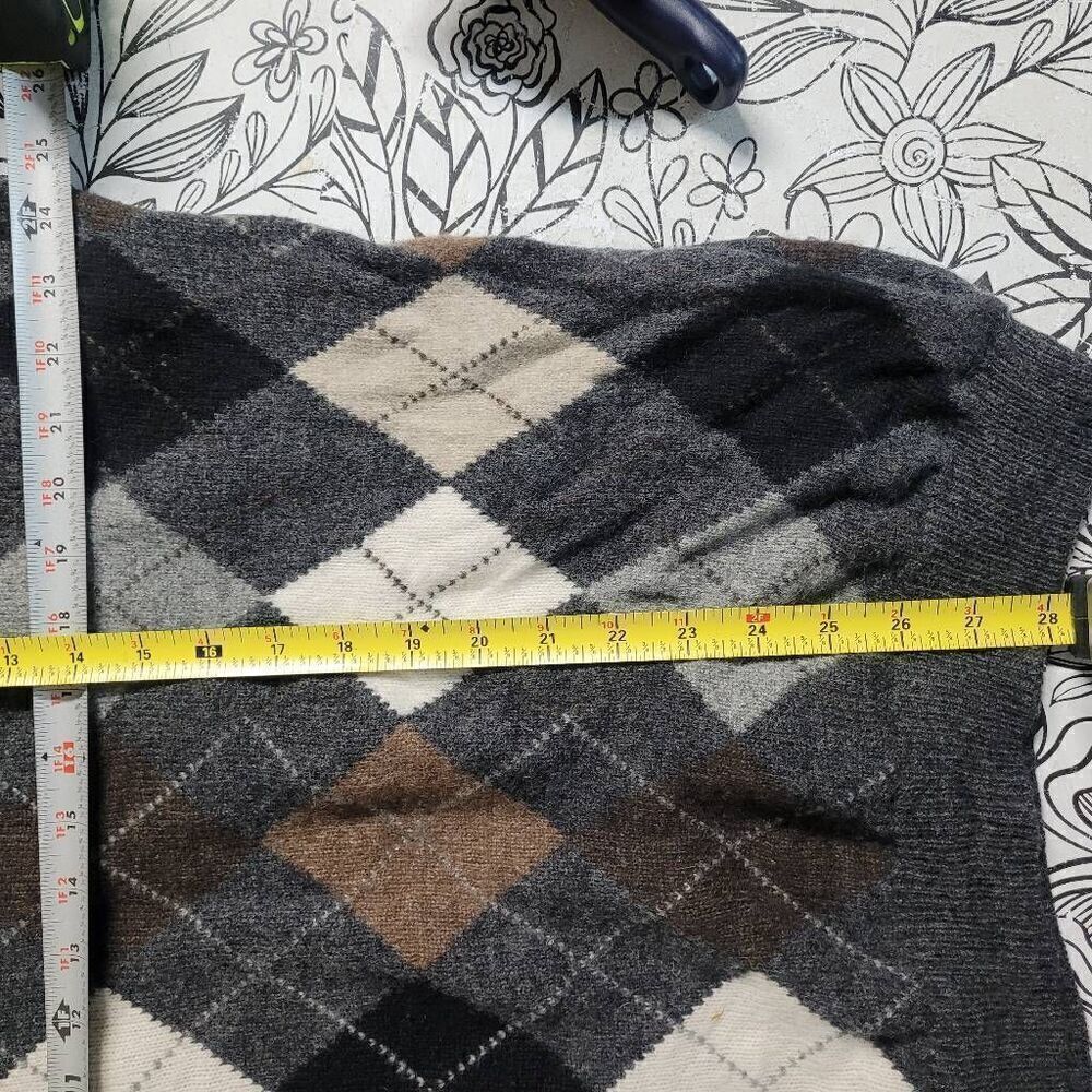 Field Gear Gray Argyle Lambswool Blend Pullover S… - image 3